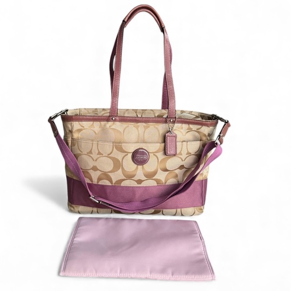 Coach Travel Bag Signature Canvas Leather Diaper Bag - Picture 3 of 13